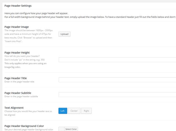 salient theme page header settings