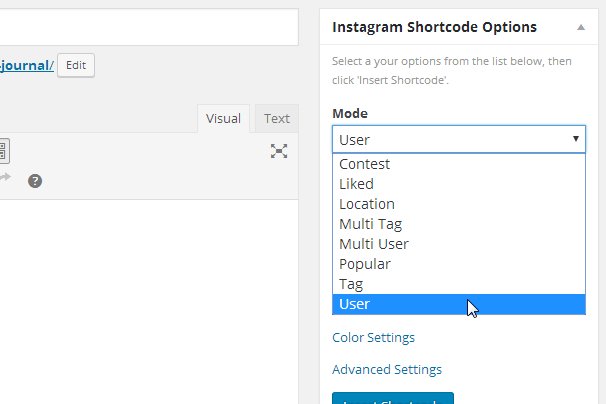 Instagram Journal Shortcode Modes