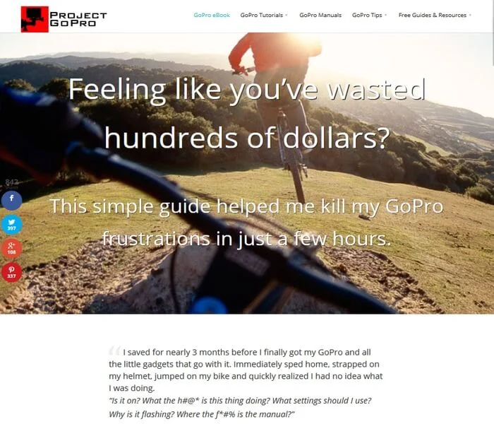 Projet GoPro - Exemple de site Web Divi