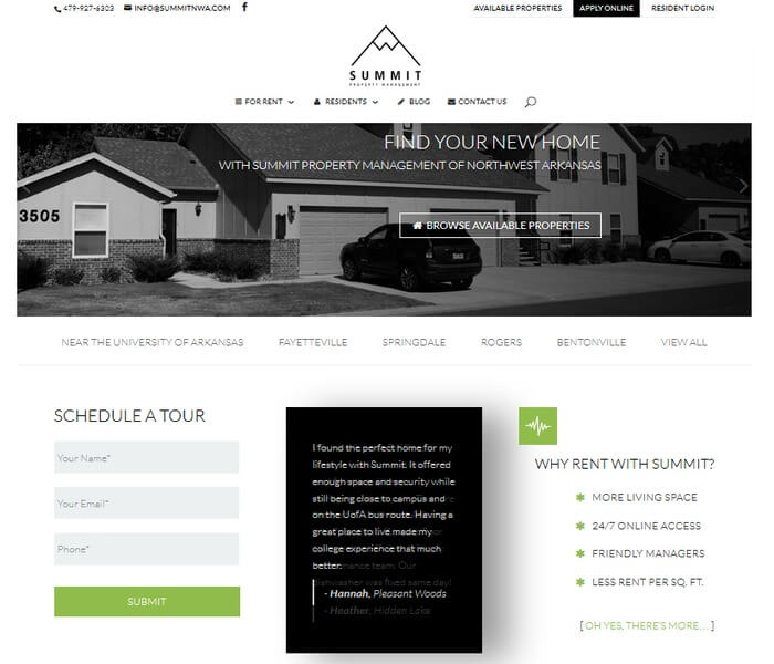 divi website examples - summit property management
