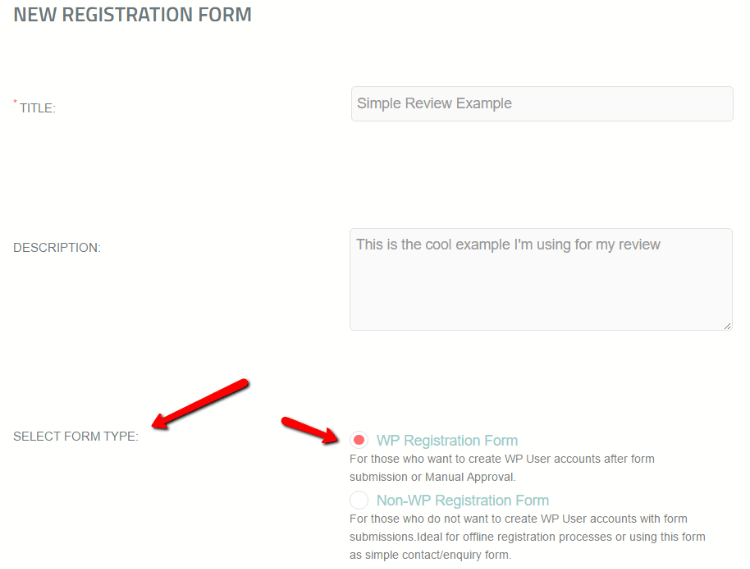 creating a registration form with registration magic