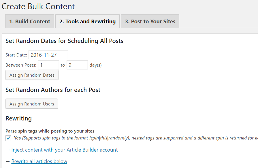 create bulk content with wp robot step 2