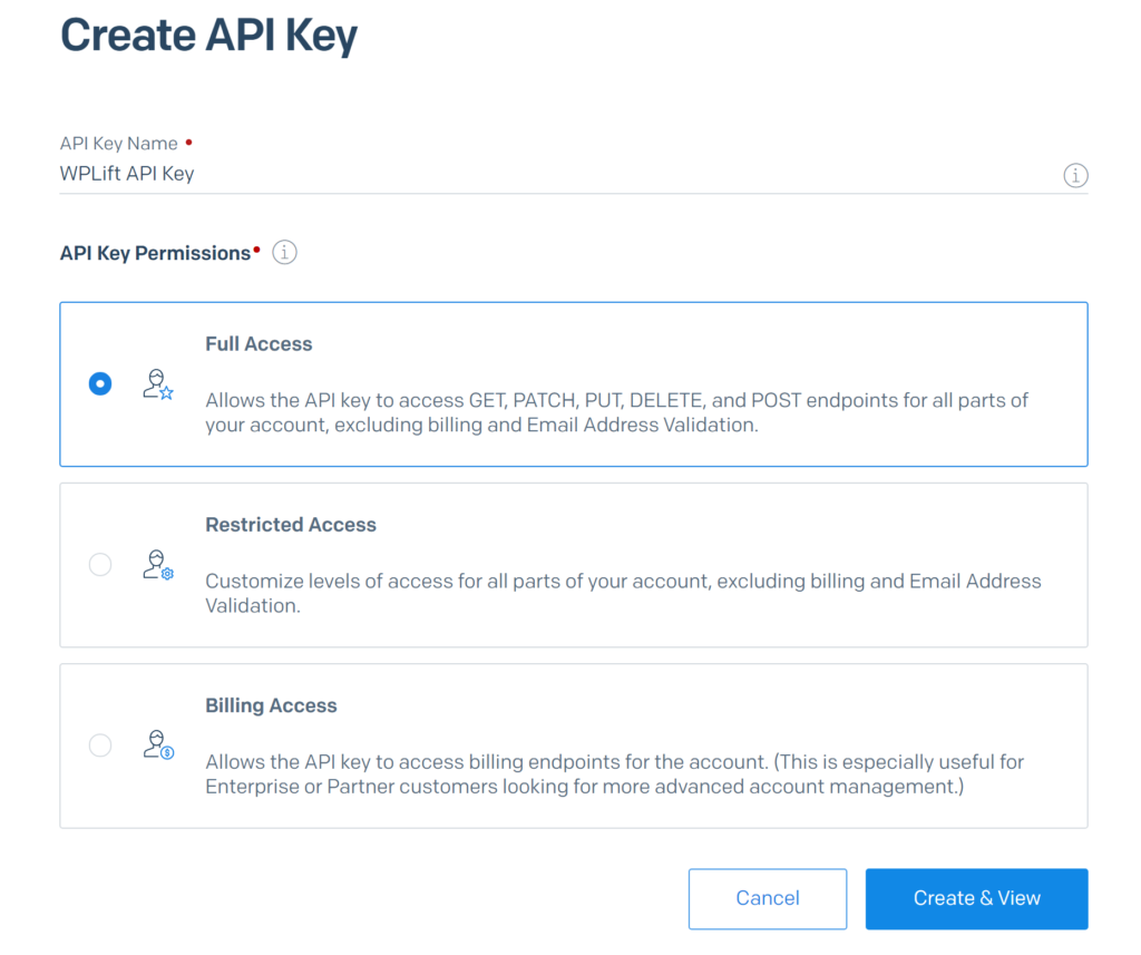 Créer une clé API SendGrid