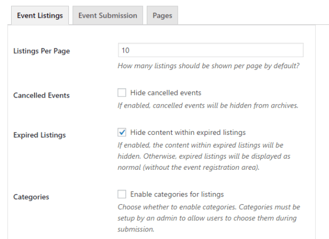 Configuring WP Event Manager