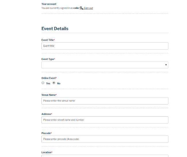 Adding Events via the Front-End