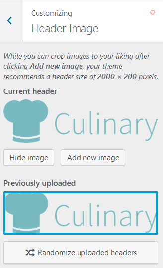 Culinary - Header Upload