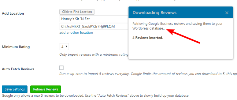 importing reviews from google with wp review slider pro plugin step 2
