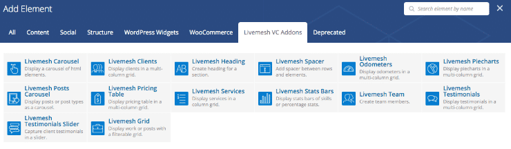 addons for visual composer plugin from livemesh themes