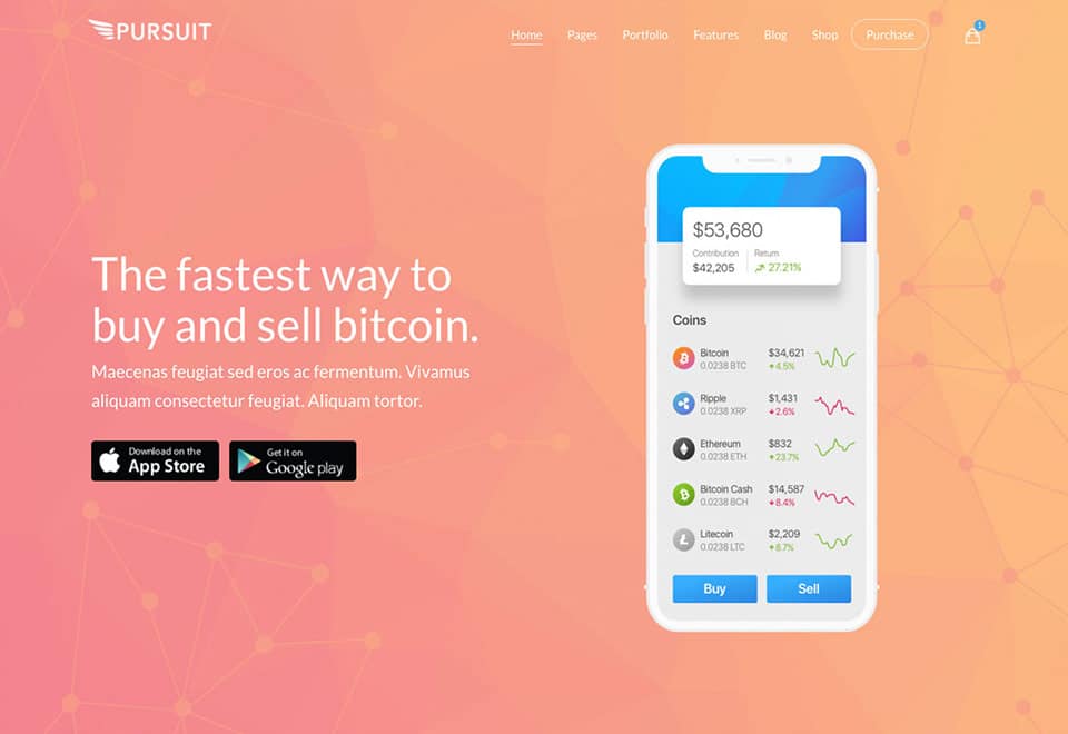 Pursuit - Cryptocurrency Exchange, ICO, Digital Wallet and Bitcoin WordPress Theme