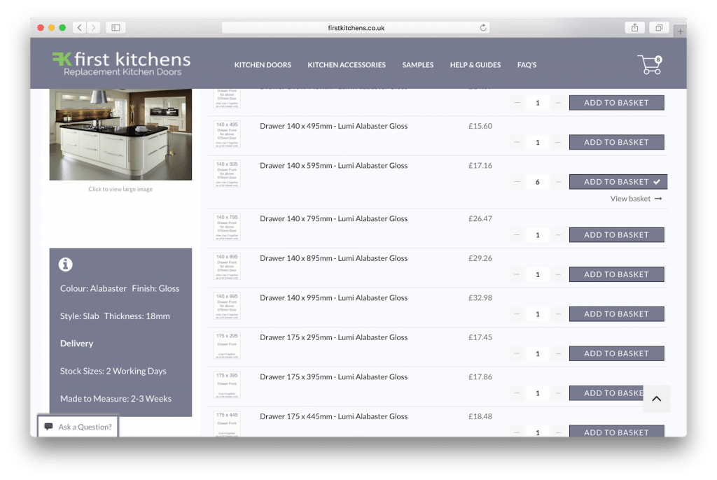 First Kitchens has a very large product directory of kitchen doors and accessories.