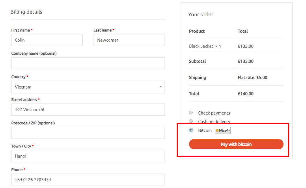 bitcoin payment option