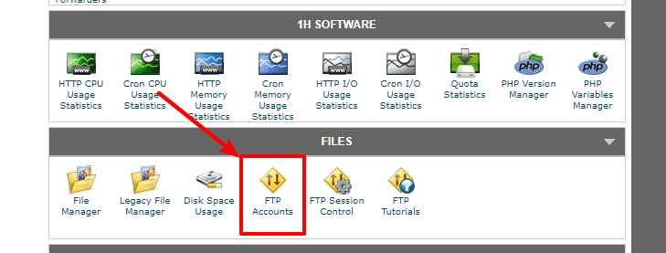 FTP accounts in cPanel