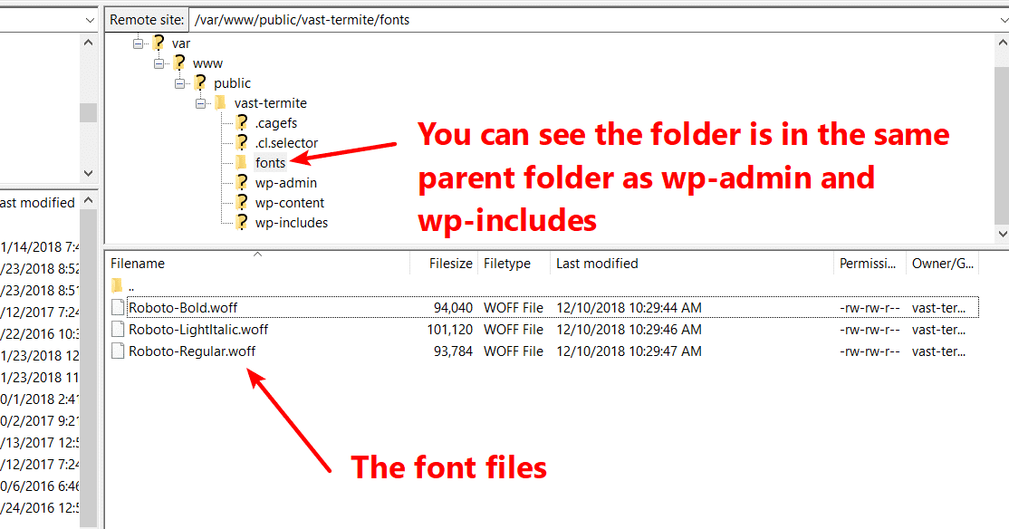 how to upload fonts through ftp cyberduck to wordpress