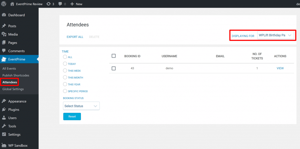 manage attendees from the backend