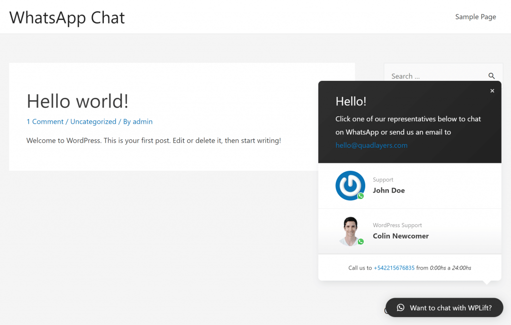  whatsapp chat plugin for wordpress live chat interface

