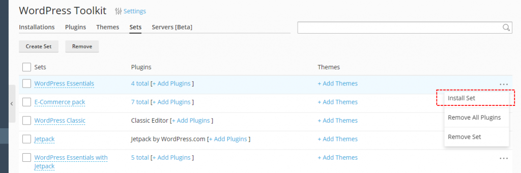Plesk WordPress Toolkit sets