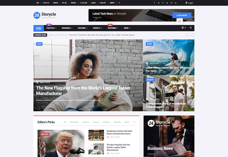 24.Storycle News Portal Elementor WordPress Theme