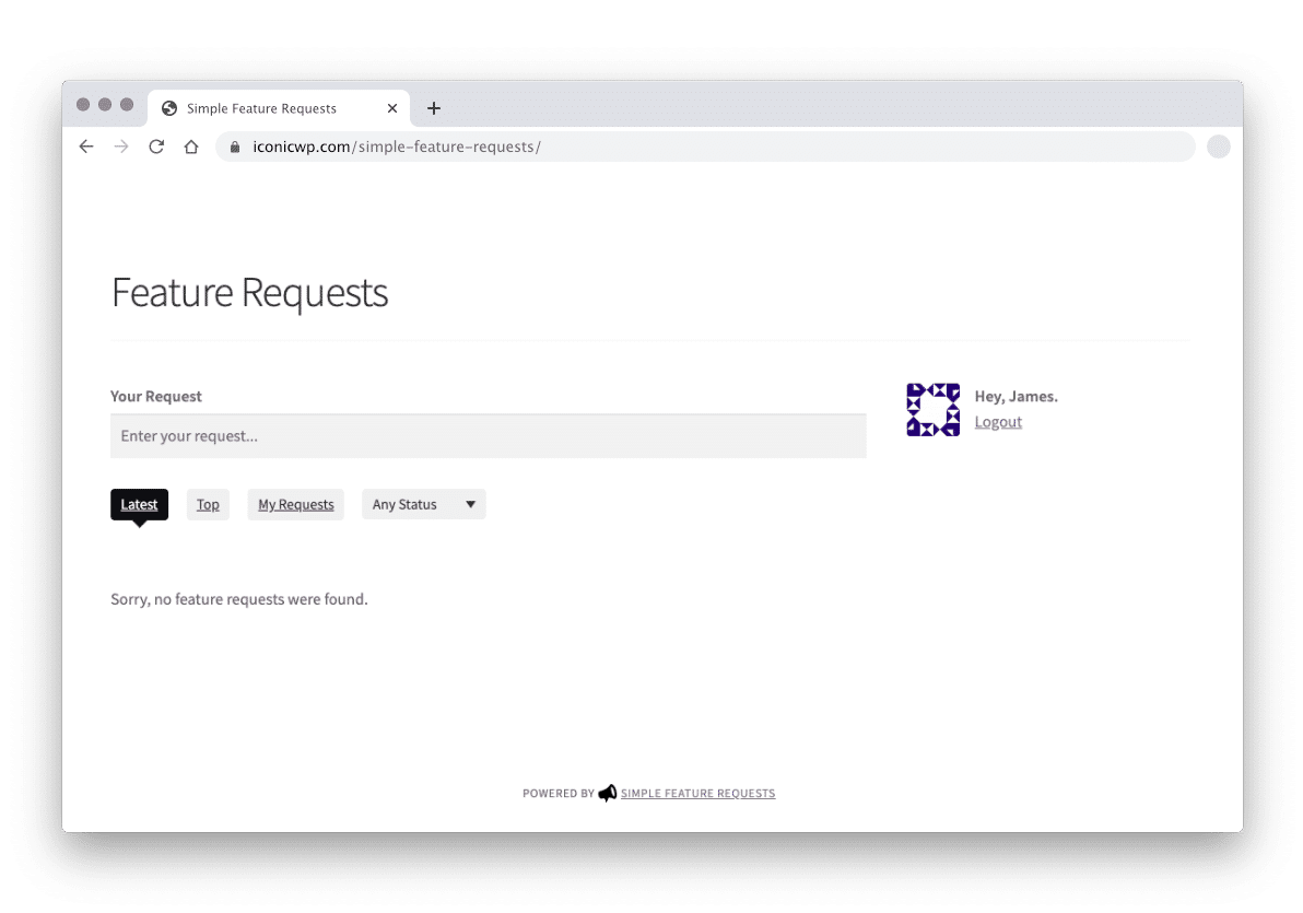 Navigate to the page you create on your website and you find your very own feature requests board.