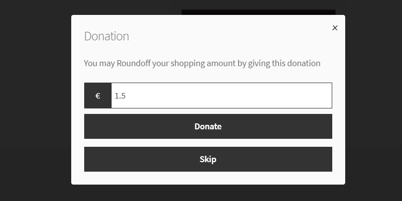 Donation for WooCommerce popup