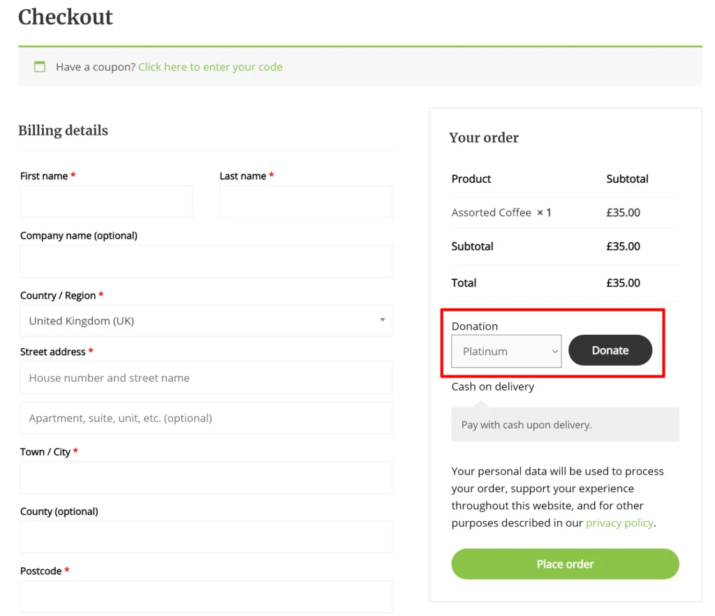 Don pour WooCommerce chjeckout