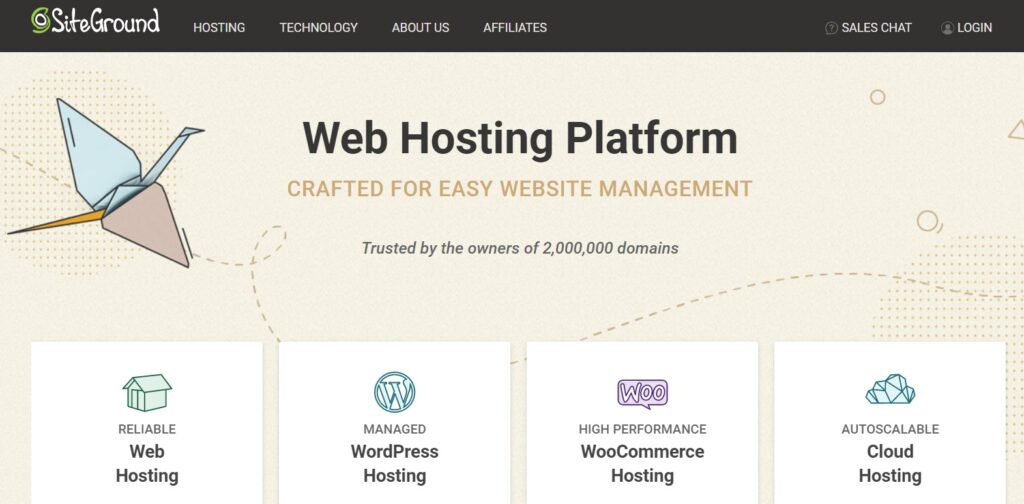 SiteGround web hosting platform