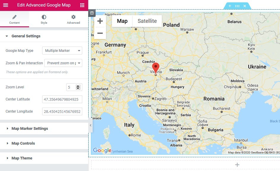 Elementor WordPress map plugin