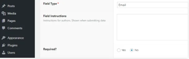 custom fields option email field in this example step 2
