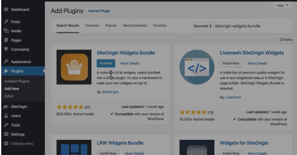 siteorigin widget bundle plugin - steps to add widget