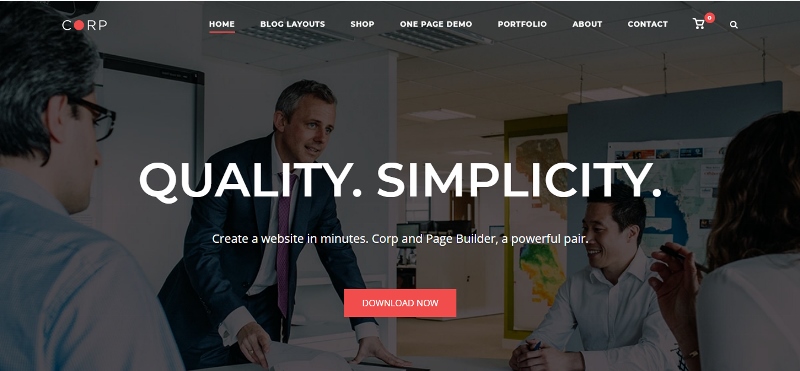 clean and simple WordPress theme for corporate websites