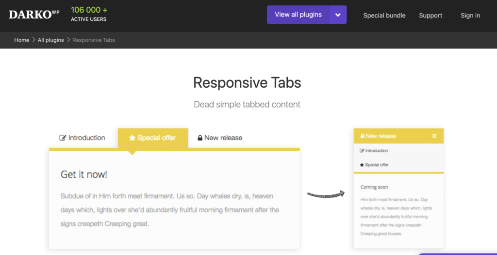 Responsive Tabs by WP Dark Pro