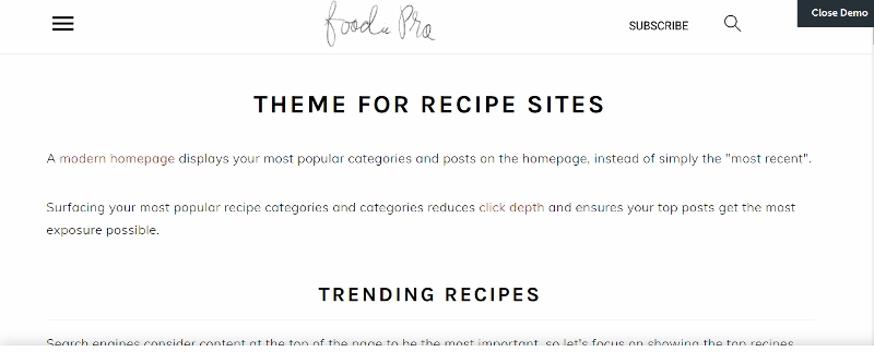 Foodie Pro - clean and minimal WordPress theme for food bloggers