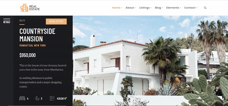 Real Estate - property listing website theme