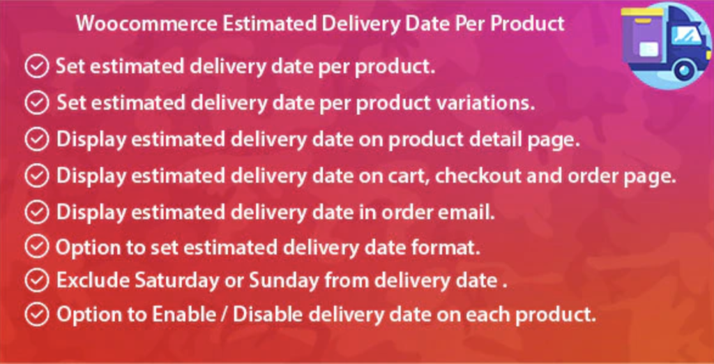 woocommerce estimated delivery date per product