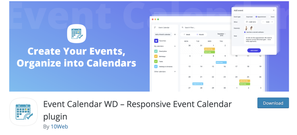 Event Calendar WD – Responsive WordPress Event Calendar plugin
