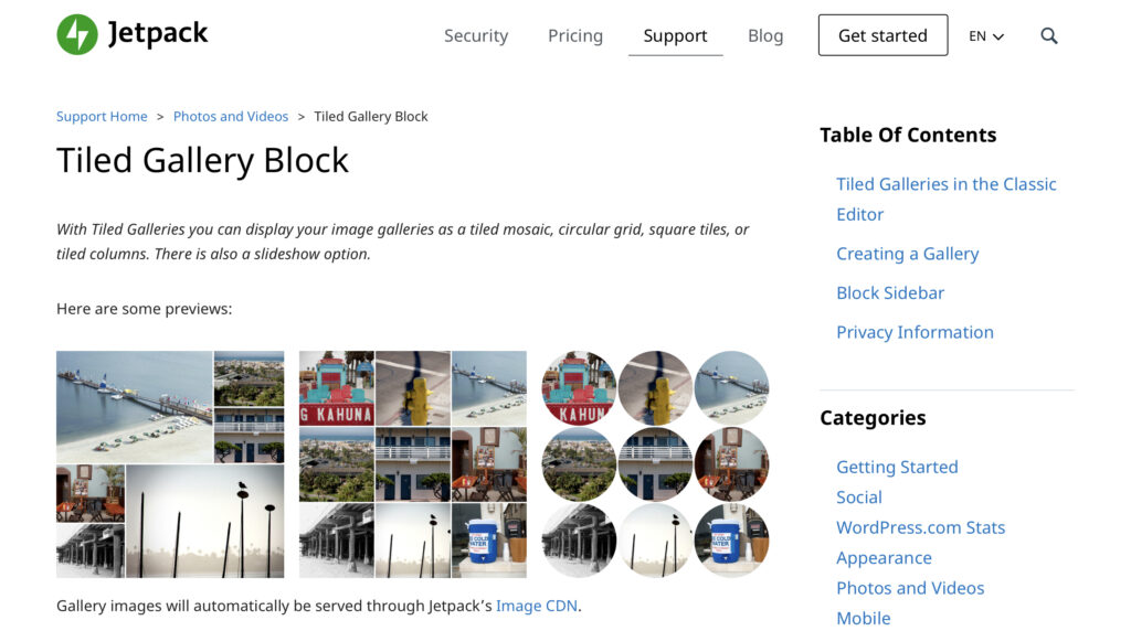 Jetpack Tiled Gallery - best WordPress grid plugin
