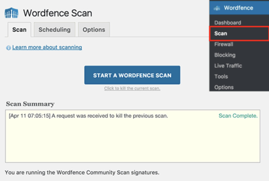Wordfence Scan - Best WordPress two factor authentication plugins