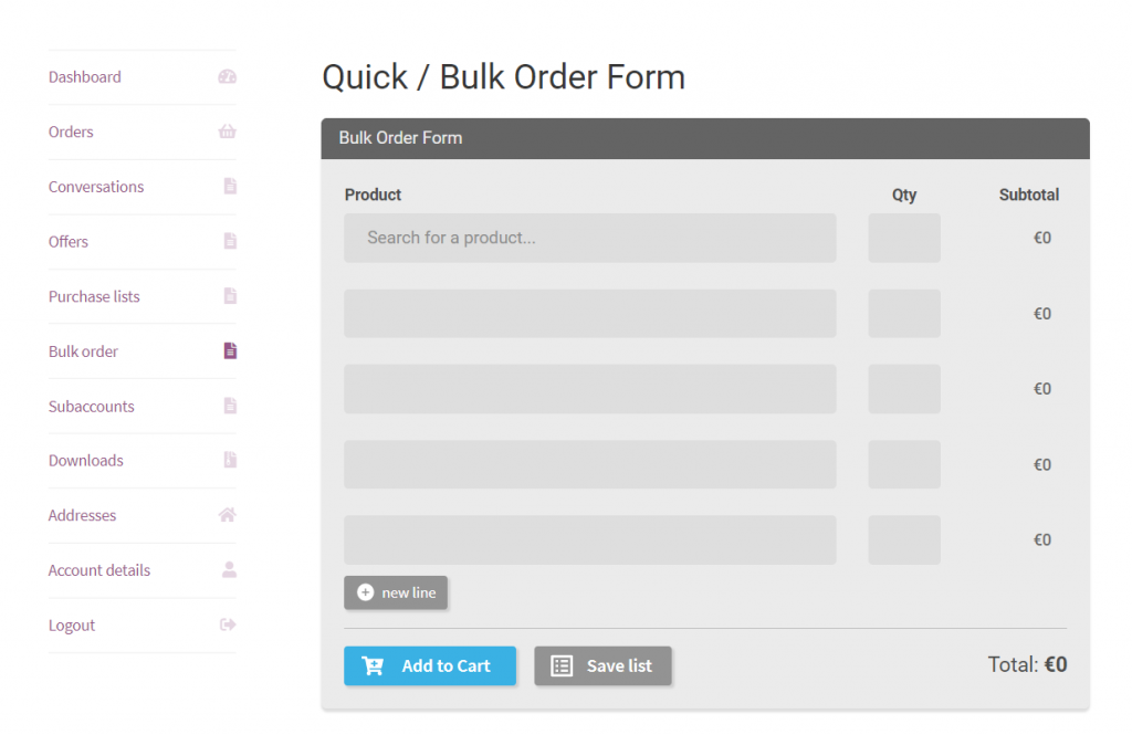Quick or Bulk Form order