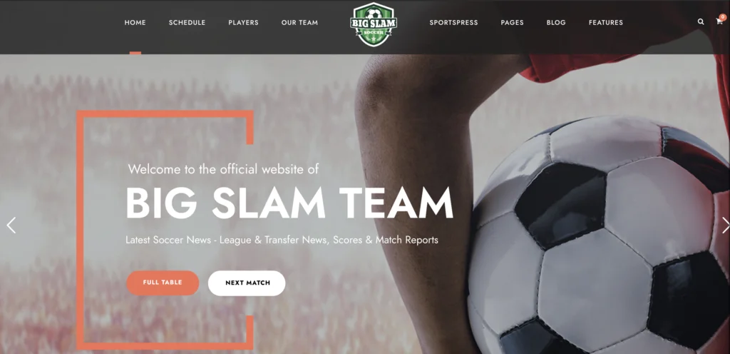 Chủ đề thể thao trên wordpress Big Slam
