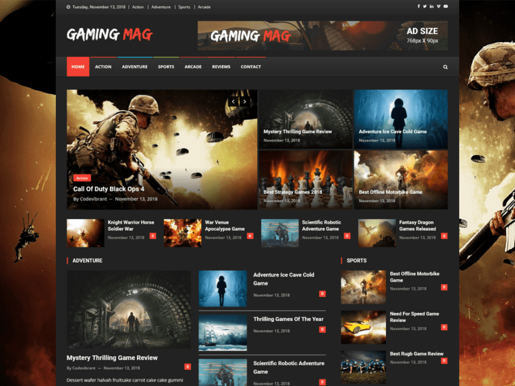 Gaming Mag WordPress gaming theme
