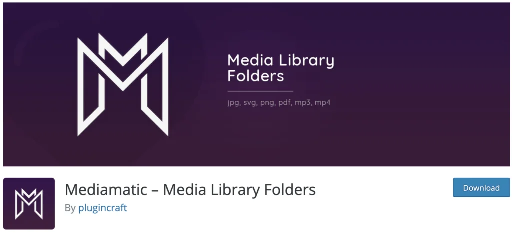 Plugin de bibliothèque multimédia Mediamatic WordPress 