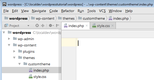 Create the index.php and style.css files
