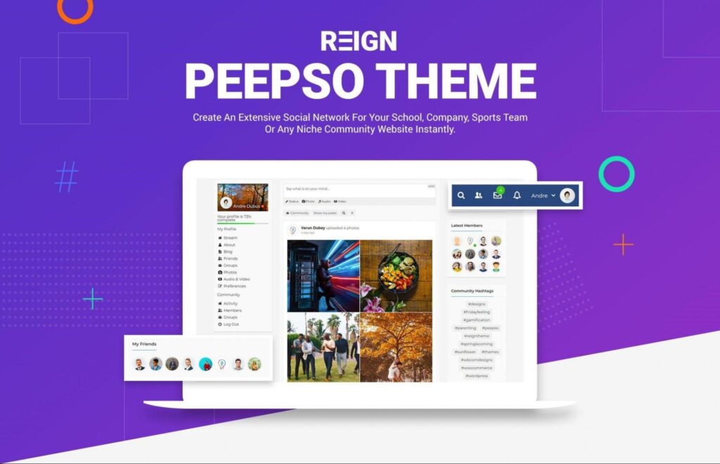 reign peepso theme - best marketplace themes wordpress