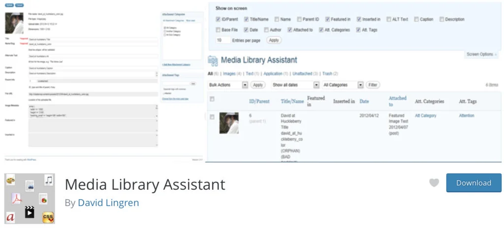 Plugin de bibliothèque multimédia WordPress Media Library Assistant 