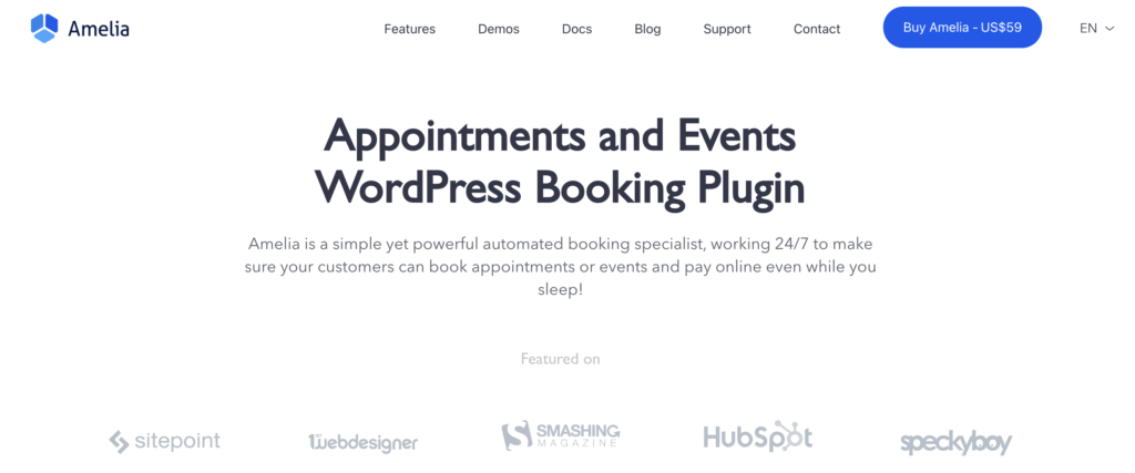 Amelia WordPress appointment booking