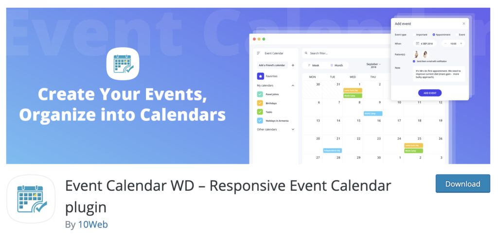 Event Calendar wordpress countdown timer
