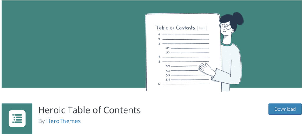 WordPress table of contents - Heroic Table Content