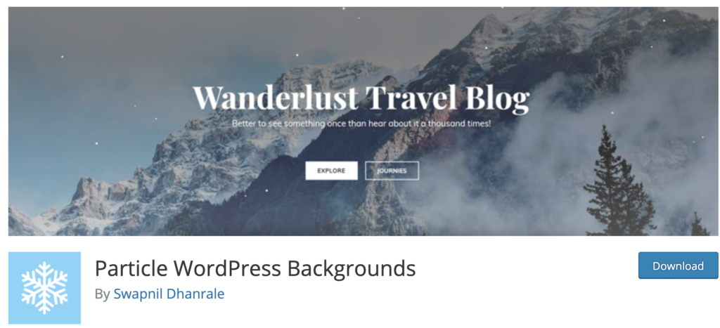 Particle WordPress Backgrounds WordPress Christmas plugin