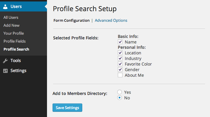 social marketplace Profile Search Setup