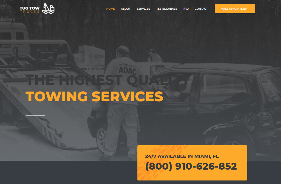towing services - elementor templates for wordpress