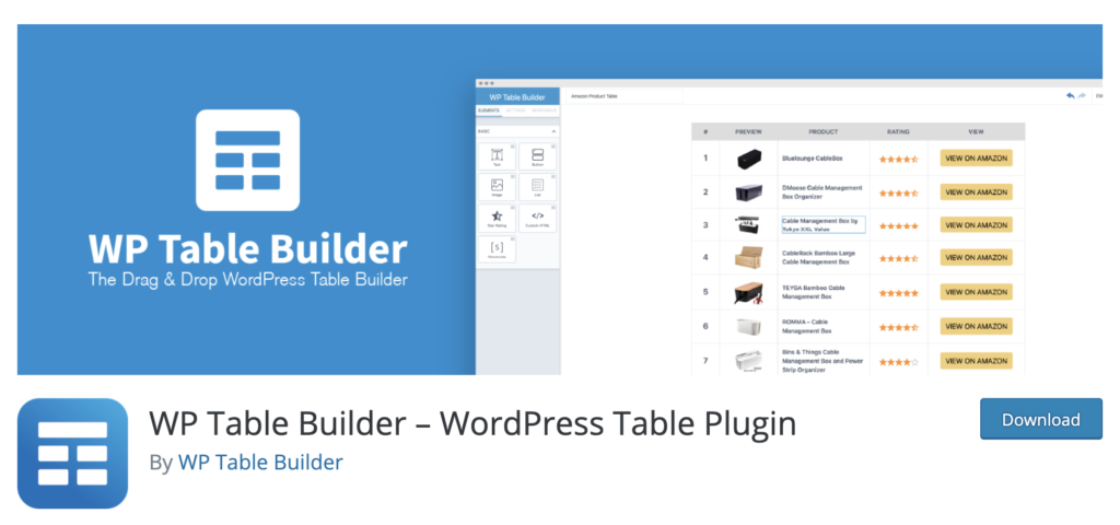 WP Table Builder WordPress table plugin